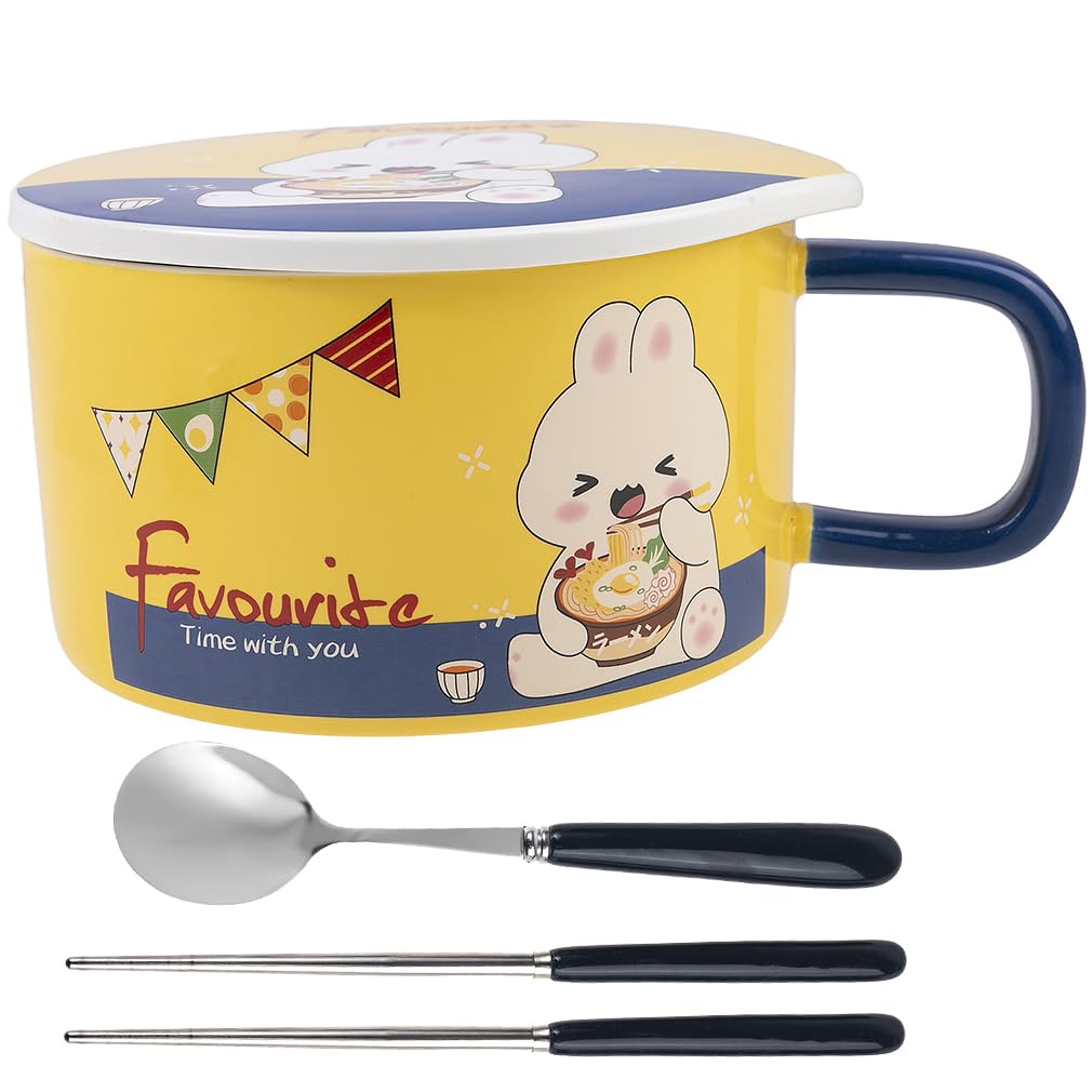 lachineuse Asian Noodle Bowl 1000 ml with Cutlery Set