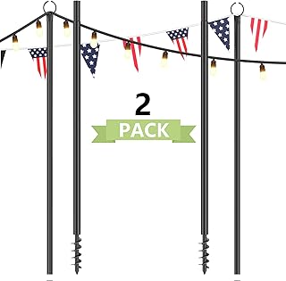 String Light Poles, 10.5 FT Poles for Outdoor String Lights, Spiral Outdoor String Light Pole, 2 Pack String Light Poles for Outside, Adjustable String Light Pole for Backyard Patio Bistro