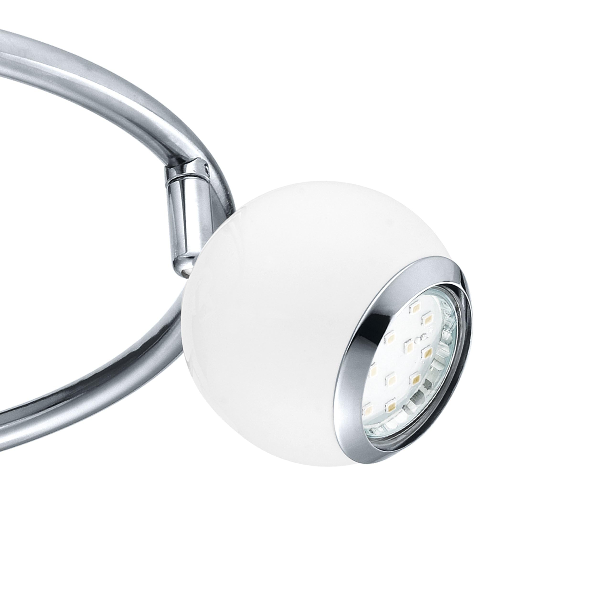 Eglo LED Lámpara de techo Bimeda, lámpara de techo de 3 luces, foco | de techo de metal en blanco y cromo, lámpara para salón, focos con bombillas GU10, luz cálida