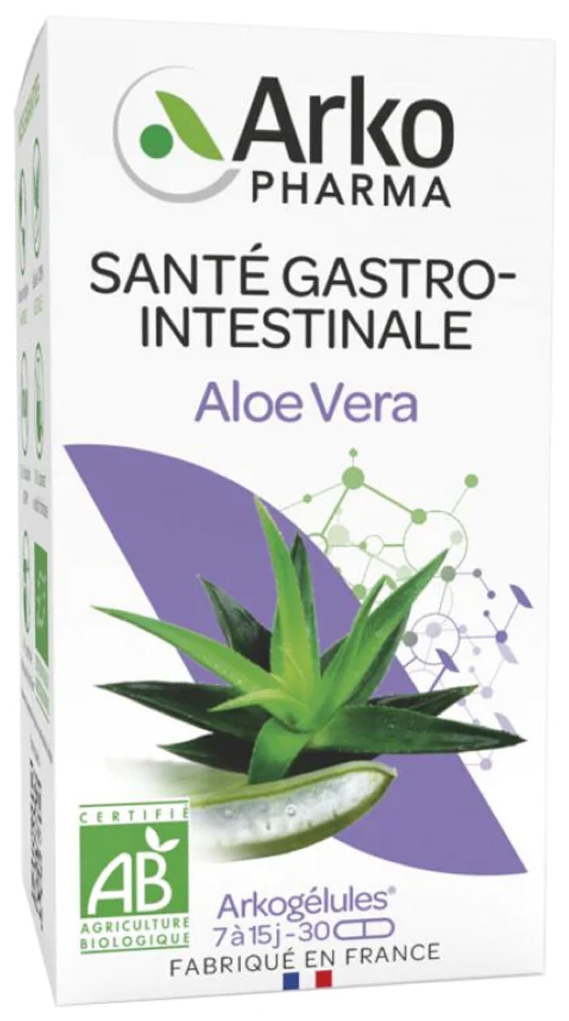 Arkopharma arkogélules aloe vera bio 50mg d'acémannane 30 gélules