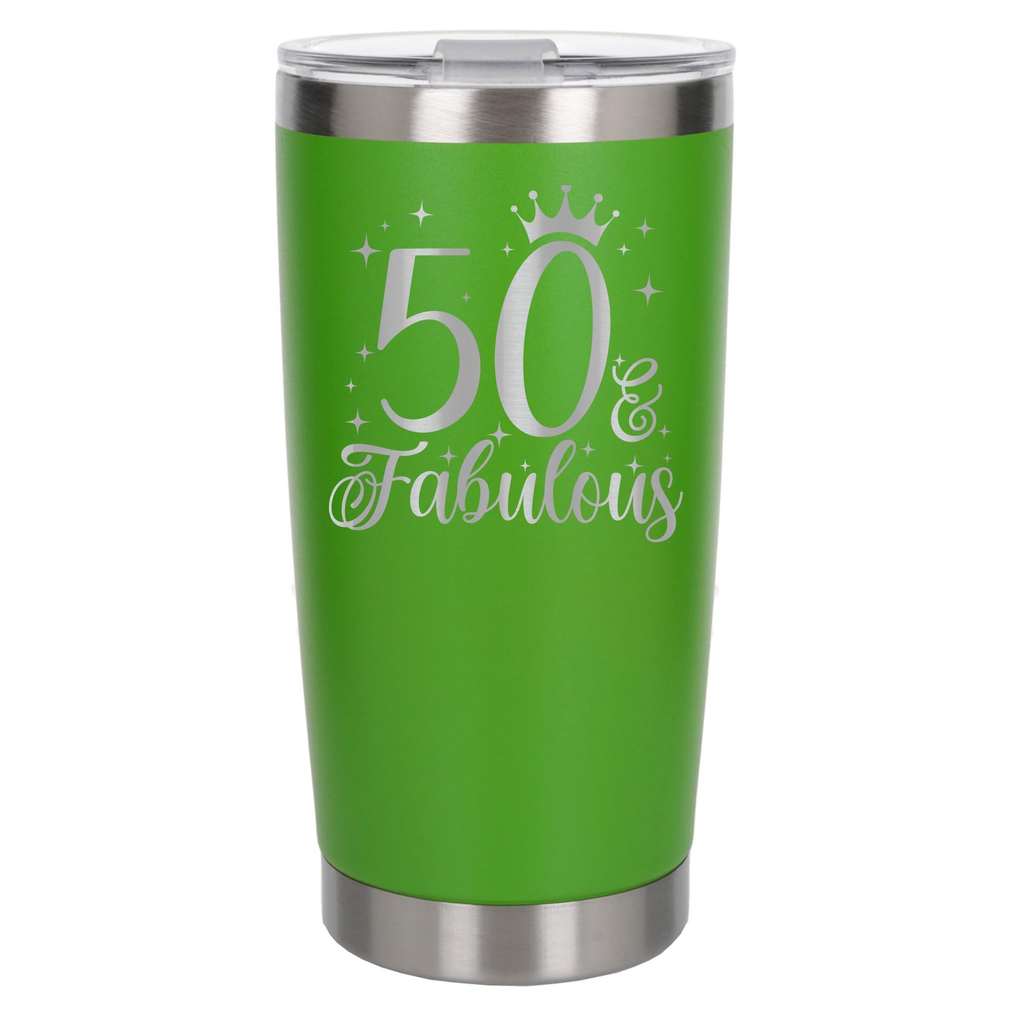 Always Looking Good 50th Birthday Gift 50 & Fabulous Engraved Insulated Travel Mug Gift for Her Present for 50 Year Old Green Thermal Coffee Flask Travel Mugs with Lids