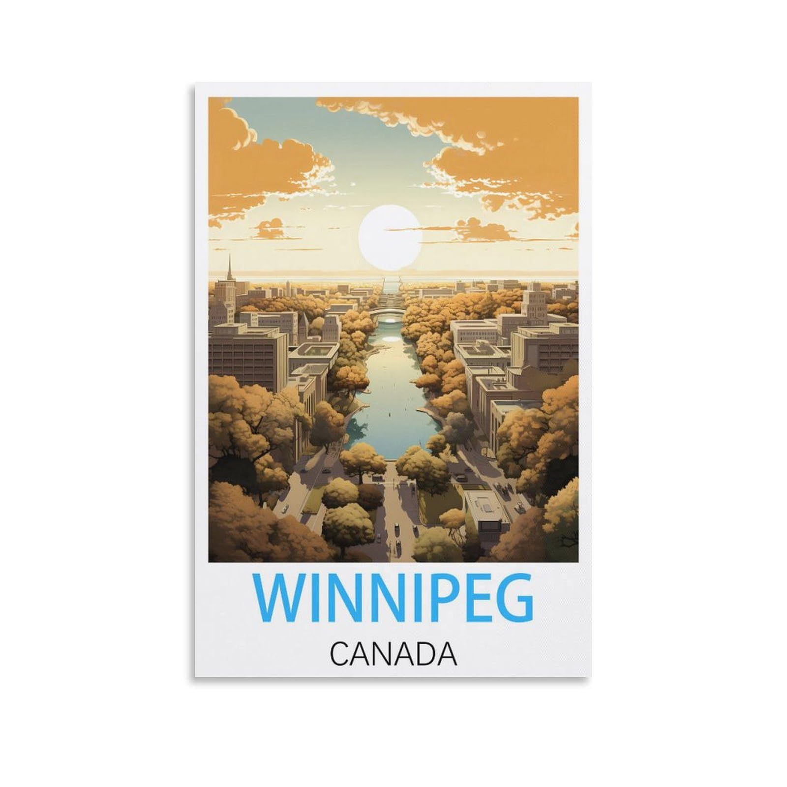 Javon Unframe-Style Winnipeg Canada Vintage Travel Poster 16X24inch(40X60cm) Canvas Art Poster And Wall Art Picture Print Bedroom Decor