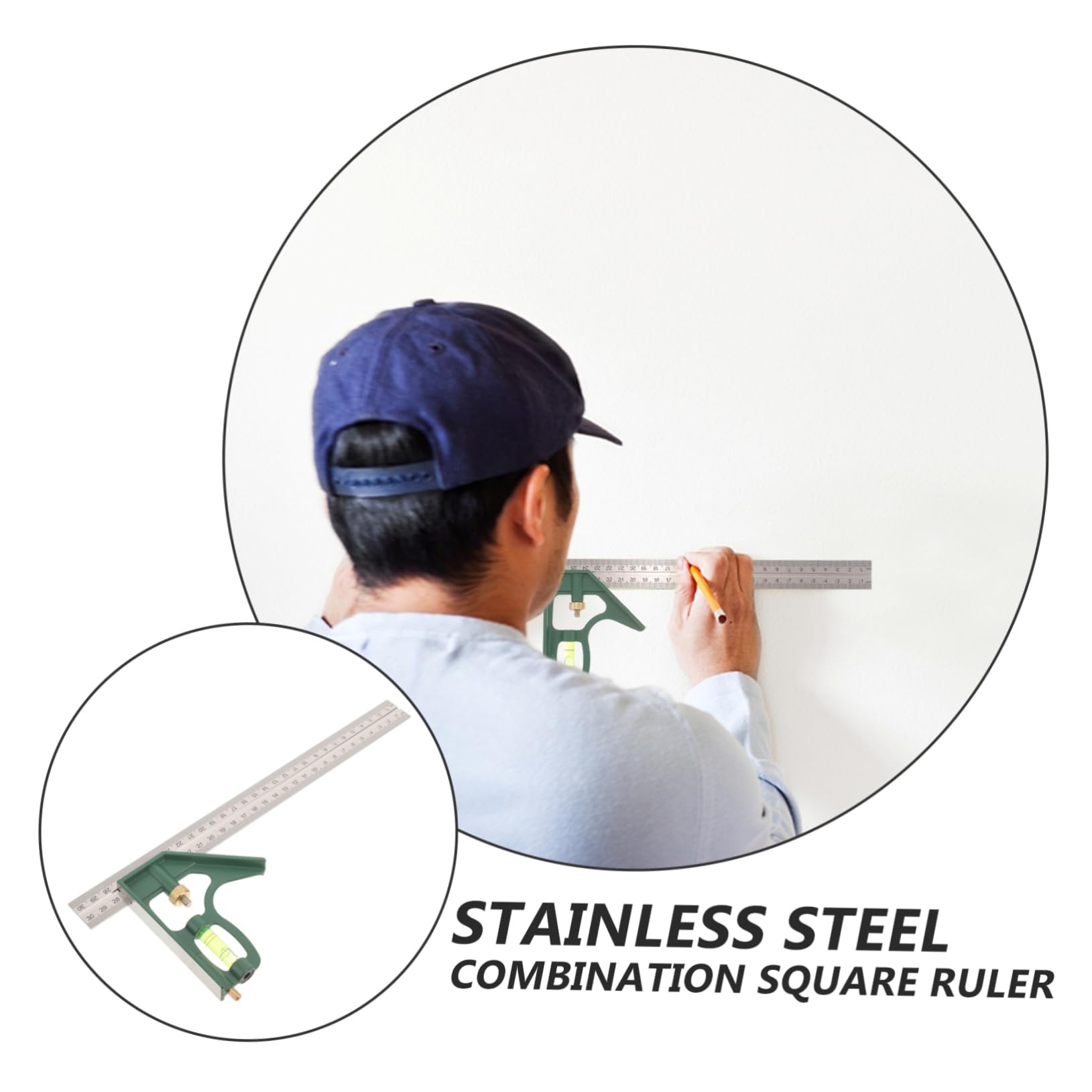 IWOWHERO Square Ruler Combination Protractor Tools Combination Square Angle Gauge Woodworker Tool Angle Ruler Miter Gauge Edge Ruler Miter Measuring Tool Stainless Steel Square Foot