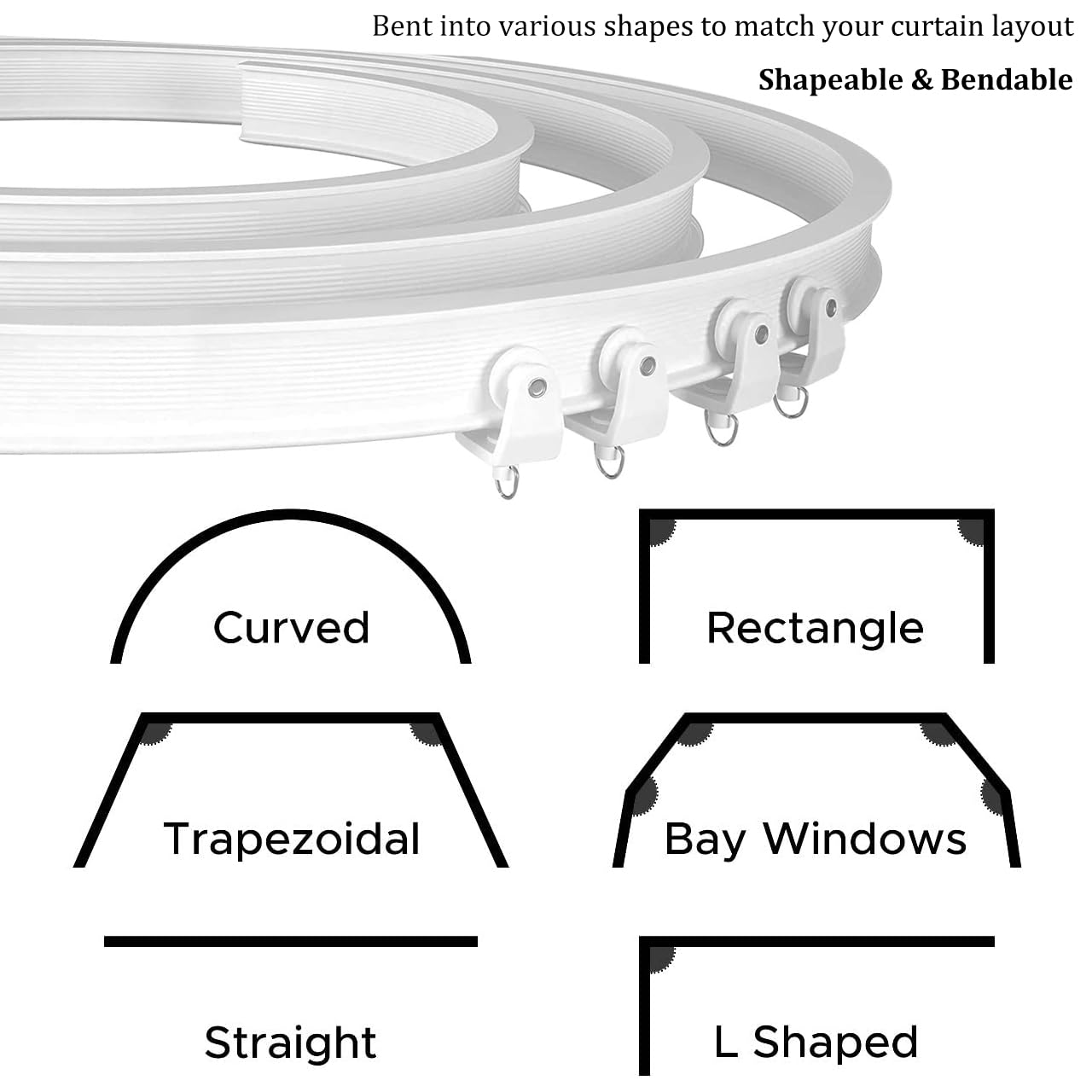STOBAZA 12-Pack Curtain Track End Caps - Flexible Rail Caps For Ceiling/Wall Mount Tracks, Silver, 3x3x2.5cm