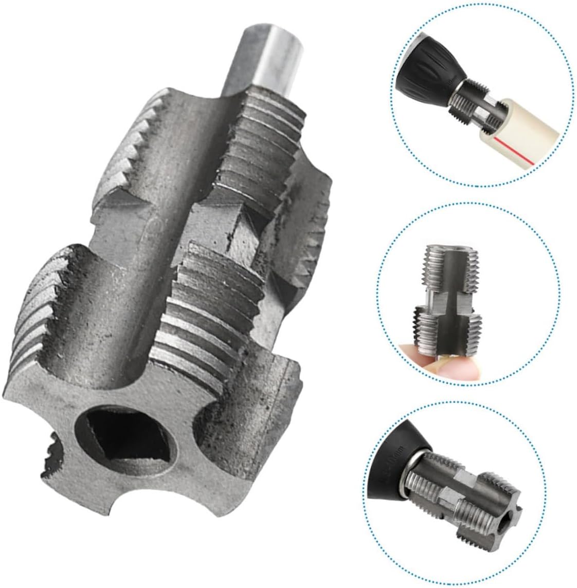 Water Pipe Threader for 1/2 and 3/4 Inch Pipes Steel Manual Tool