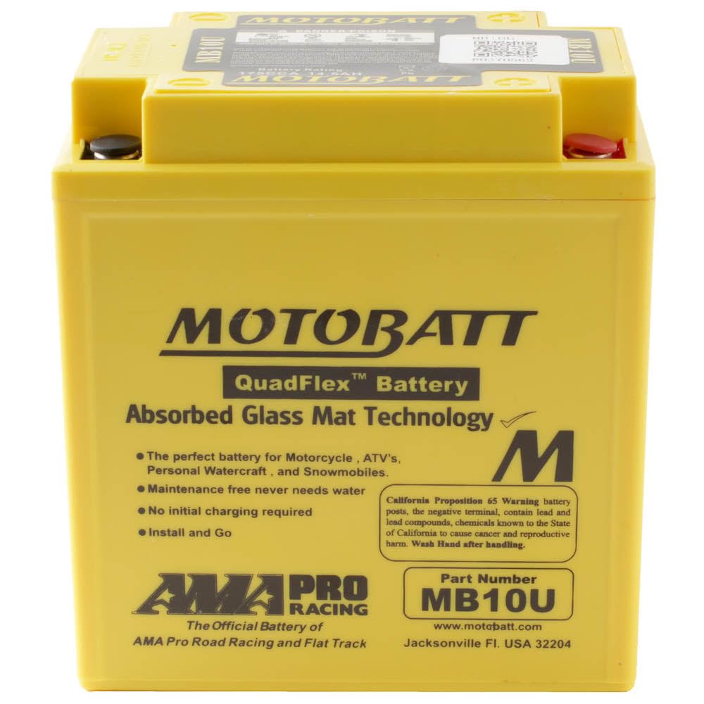 MOTOBATT - Batteria Moto AGM MB10U | 12V 14.5Ah 175CCA | Sigillata Attivata in Fabbrica | Compatibile con YB10A-A2, YB10L-A2, e altri | Compatibile con Honda, Yamaha, Kawasaki, Suzuki, BMW e tutti