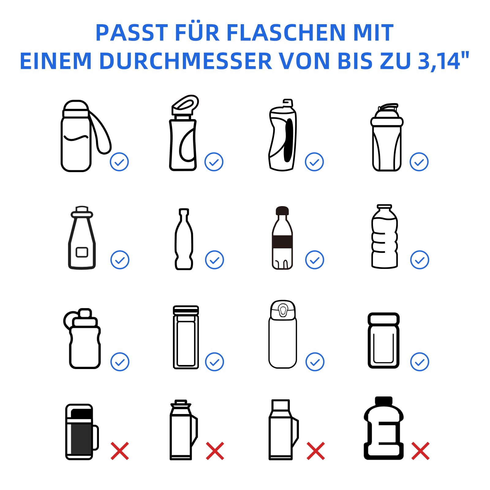 Bauchtasche für Herren und Damen, Gürteltasche mit Flaschenhalter Gurt Verstellt Hüfttasche mit 6 Reißverschlusstaschen für Wandern Hundespaziergänge Joggen Radfahren Reisen Laufen, Schwarz