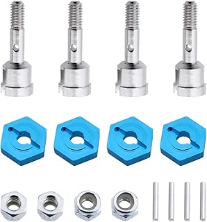Hobbypark 7mm to 12mm Aluminum Wheel Hex Hub Convert Adapter & Axle Shaft & Locknuts for Wltoys A949 A959 A969 A979 K929 RC Car 1/18 Turn 1/10 Upgrade Parts (Set of 4) - coolthings.us