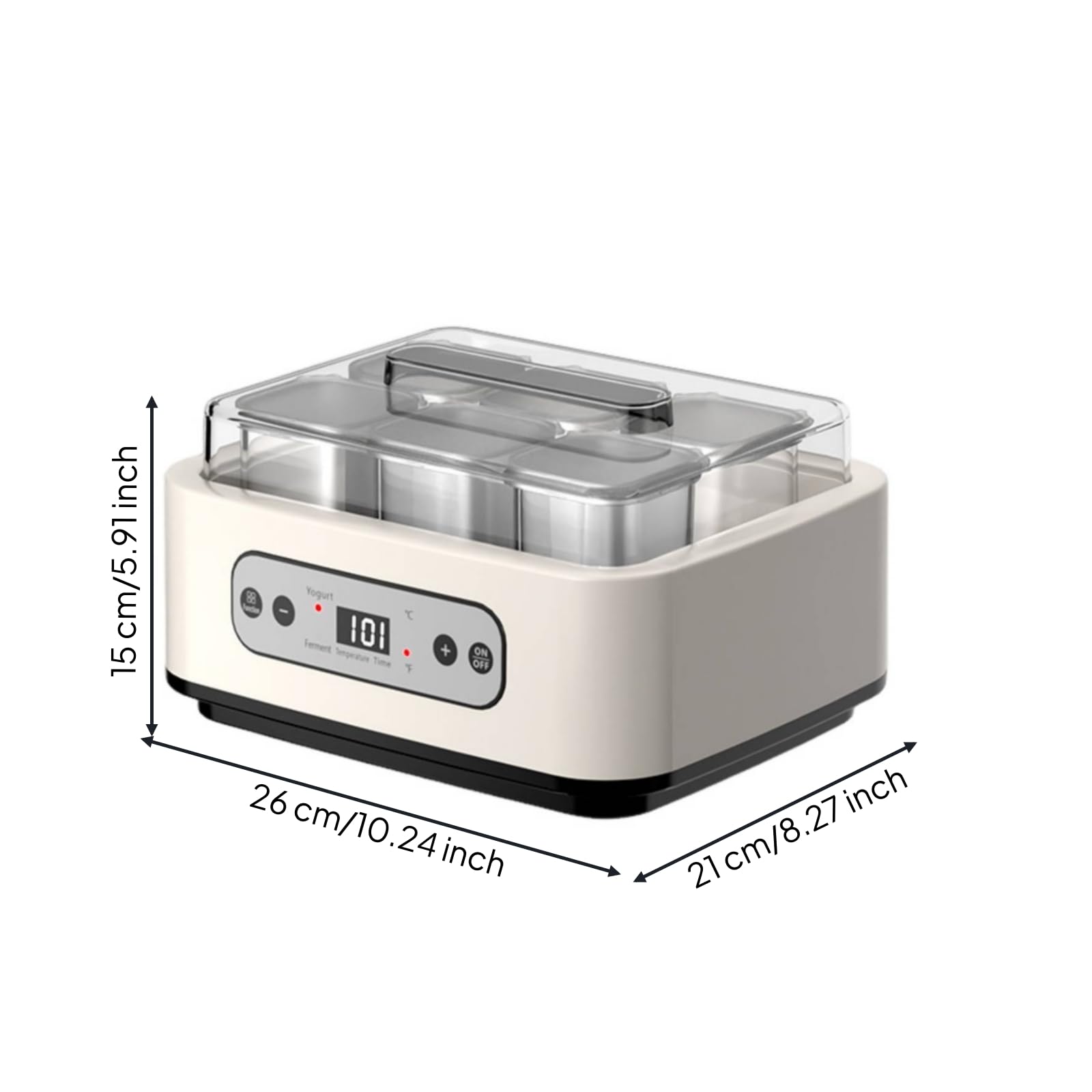 MotiveTech Yogurtiera Digitale Angoli Arrotondati Yogurtiera in Vetro Compatta Yogurtera con Vasetti