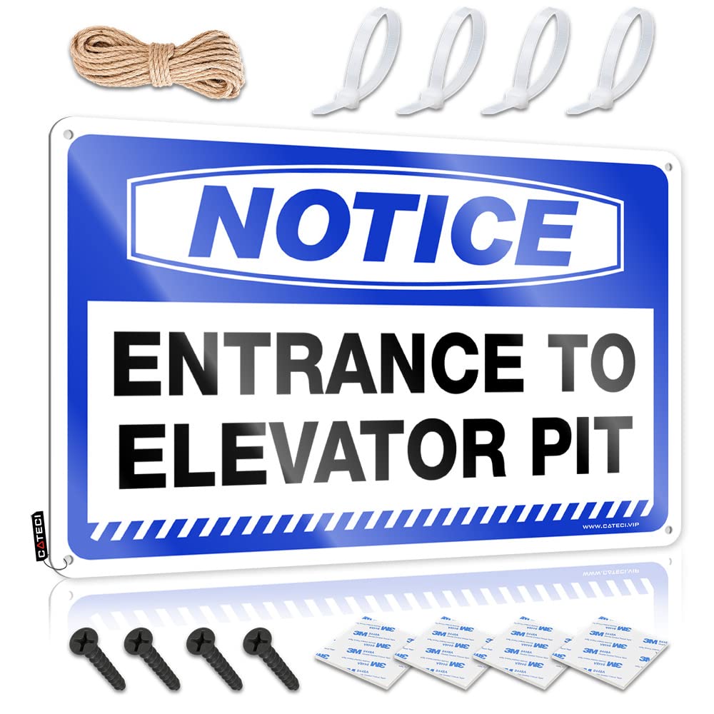 Mwfkkaddb One Color Tin Sign Funny Notice Entrance To Elevator Pit Tin Sign Funny Door Signs Bar Metal Sign Decor(30X40cm)