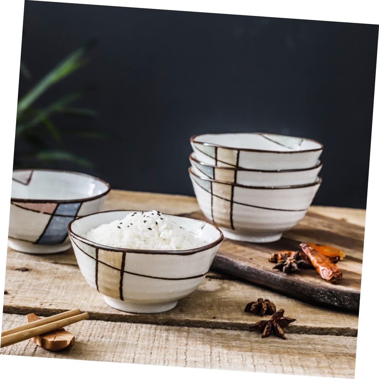 ABOOFAN 4pcs Ceramic Soup and Rice Bowls Creative Dinner Bowls Everyday Use and Colors Dishwasher and Microwave