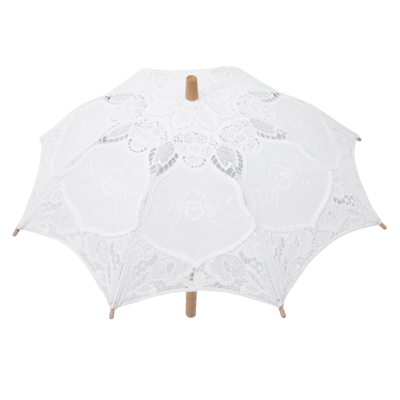 Lace Umbrella Retro Decor Wedding Decor Umbrellas for Rain Umbrella for Festival Umbrella Flower Shaped Umbrella Bride Accessory Umbrella Prop Vintage Wooden Child Veil White-image-18