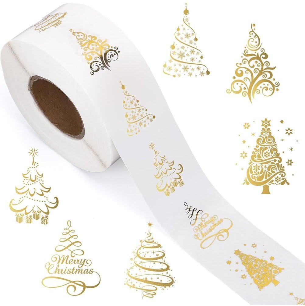 Autocollants Transparents Noël En Feuille D'or - Rouleau De 1000, 2,5 Cm