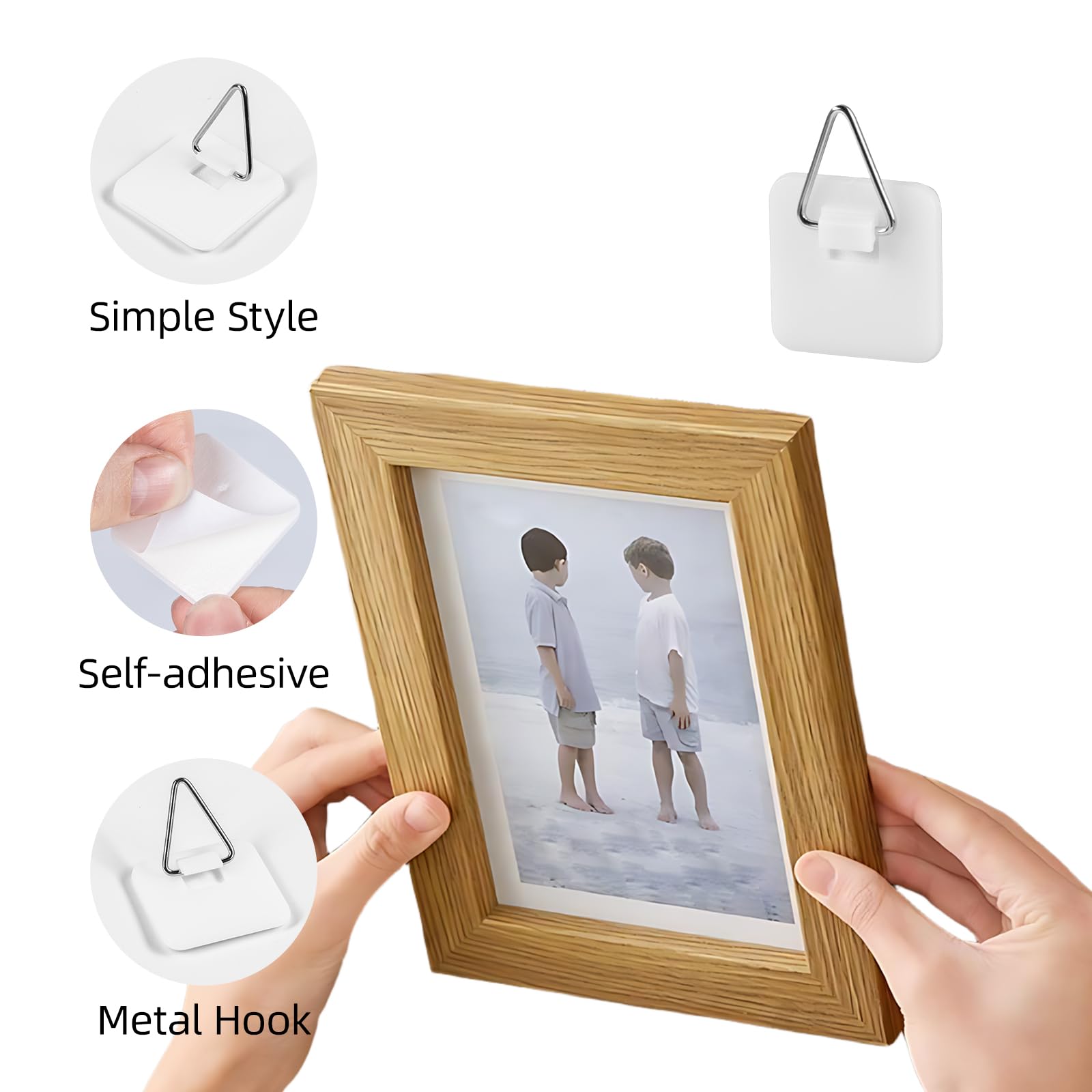 Adhesive Picture Hooks for Wall Hanging, Appendi Quadri Senza Chiodi, 30 Ganci Adesivi