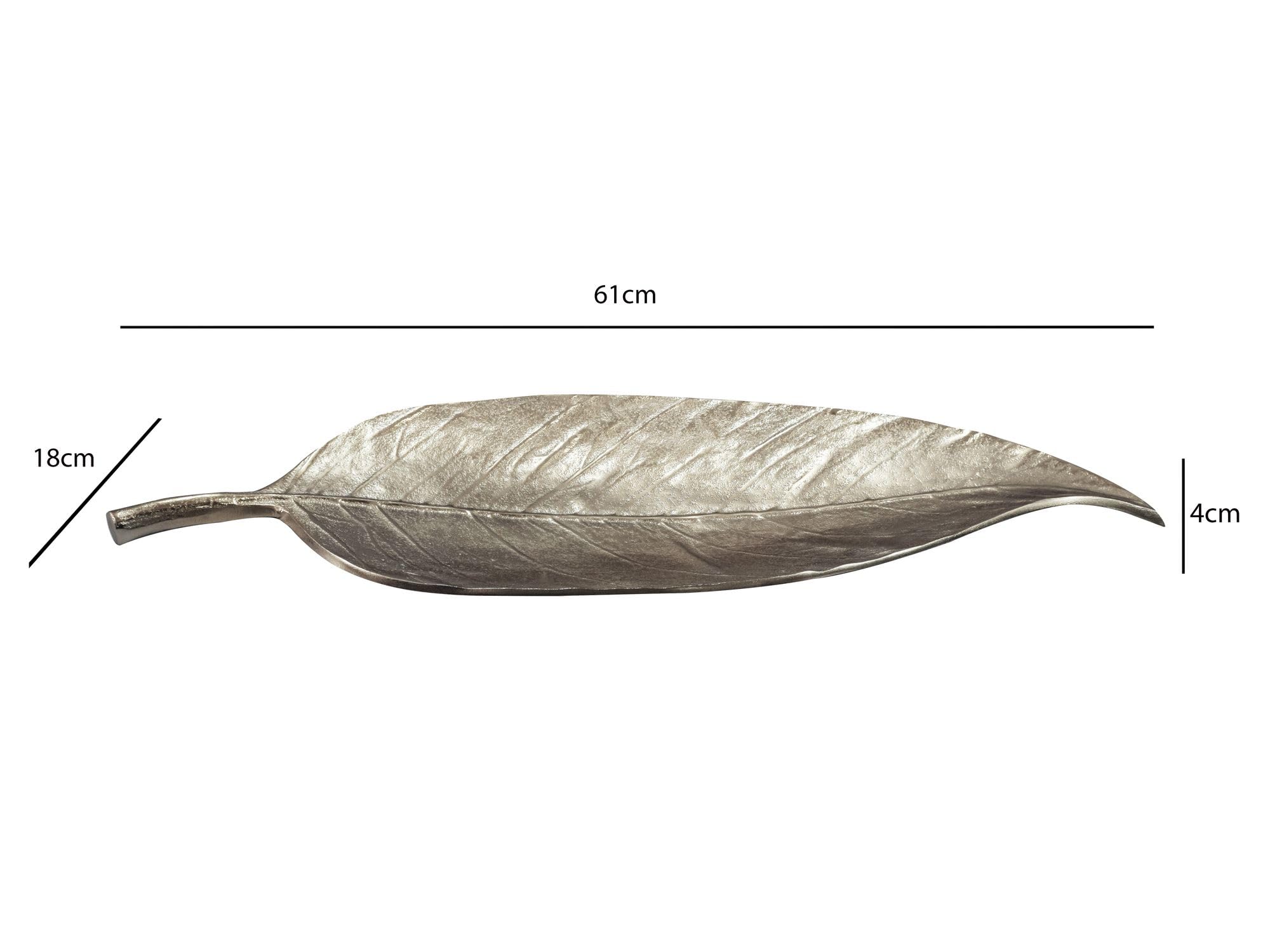 FineBuy Misa Dekoracyjna Liść 61 cm Aluminium Srebrna