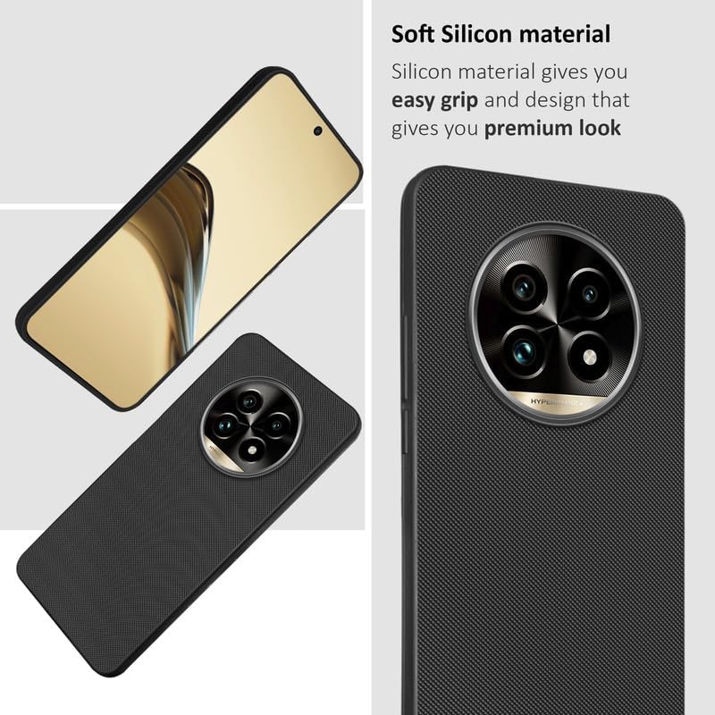 Image of Back Cover Case for Realme 13 Pro 5G | Realme 13 Pro Plus 5G Slim & Lightweight | Ultra-Premium Dotted Design | Camera Protection Bump | Fabric Texture Back Case Cover (PC & TPU, Black)