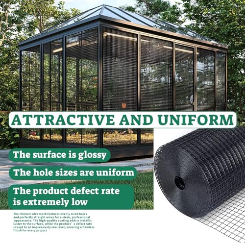 SEBOSS Hardware Cloth 1/2 inch 24 x 100 ft 19-Gauge, Black Vinyl Coated Wire Mesh Roll Chicken Wire Mesh Chicken Wire Fencing Wire Fence Roll Garden Fencing Welded Wire Rodent Wire by SEBOSS - Image 4
