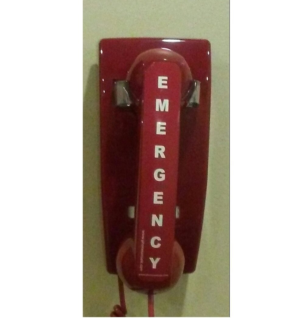 emergency red wall phone preprogrammed 911