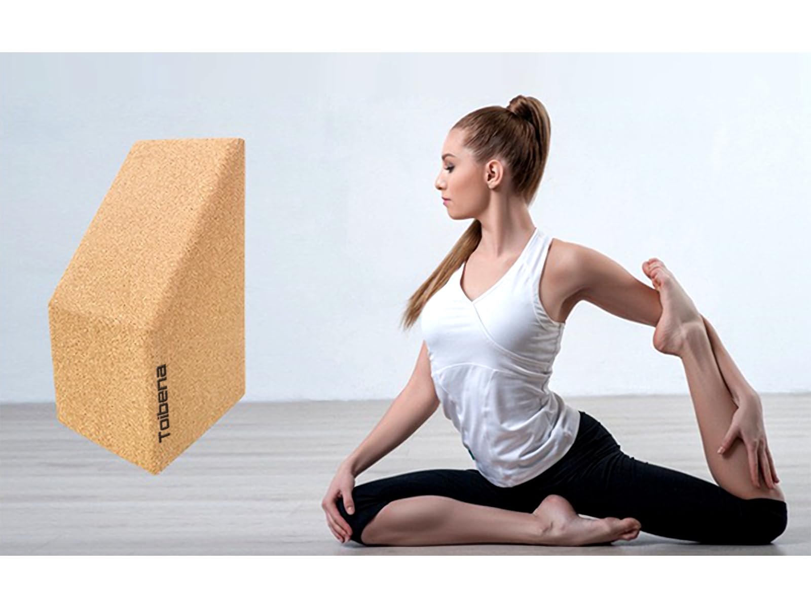 2in1 Premium Cork Wedges and Blocks?Non-Slip Surface with Beveled Edges for Yoga,balance train,apply firm therapeutic pressure,Natural Eco-Friendly/NO Foam& Pilates& Travel Friendly (8*5*4