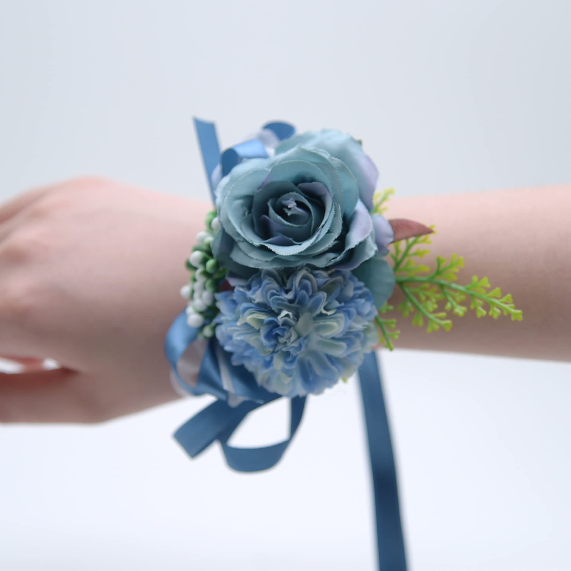 SYSUII Braccialetto da polso per matrimonio, con fiori, 6 pezzi, per matrimonio, damigella d'onore, rosa e fiori, per festival, feste, spiaggia, ballo di fine anno, rosa chiaro
