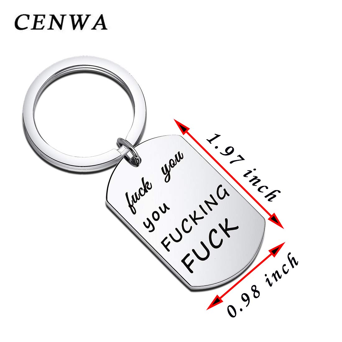 CENWA Shameless Jewelry Fuck You You Fucking Fuck Keyhchain Humor Fuck Saying Gift FUUFF Funny Bad Language Gifts (FUUFF dog tag k)