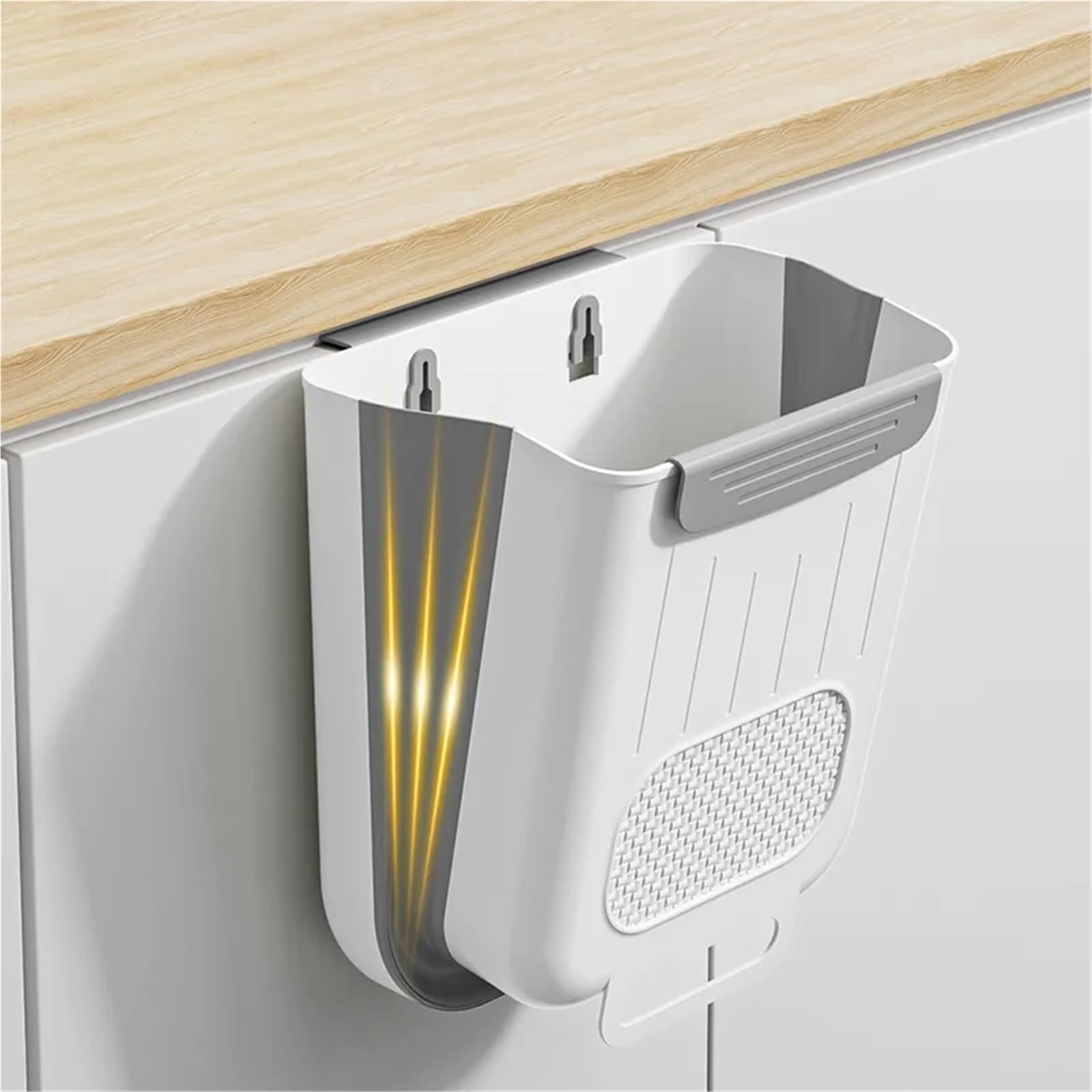 hängende Mülleimer ， Küche Punch-freies Papierkorb Schrank Tür Korb Faltbare Bad Toilette Lagerung Eimer for Küche(Grey 11L)