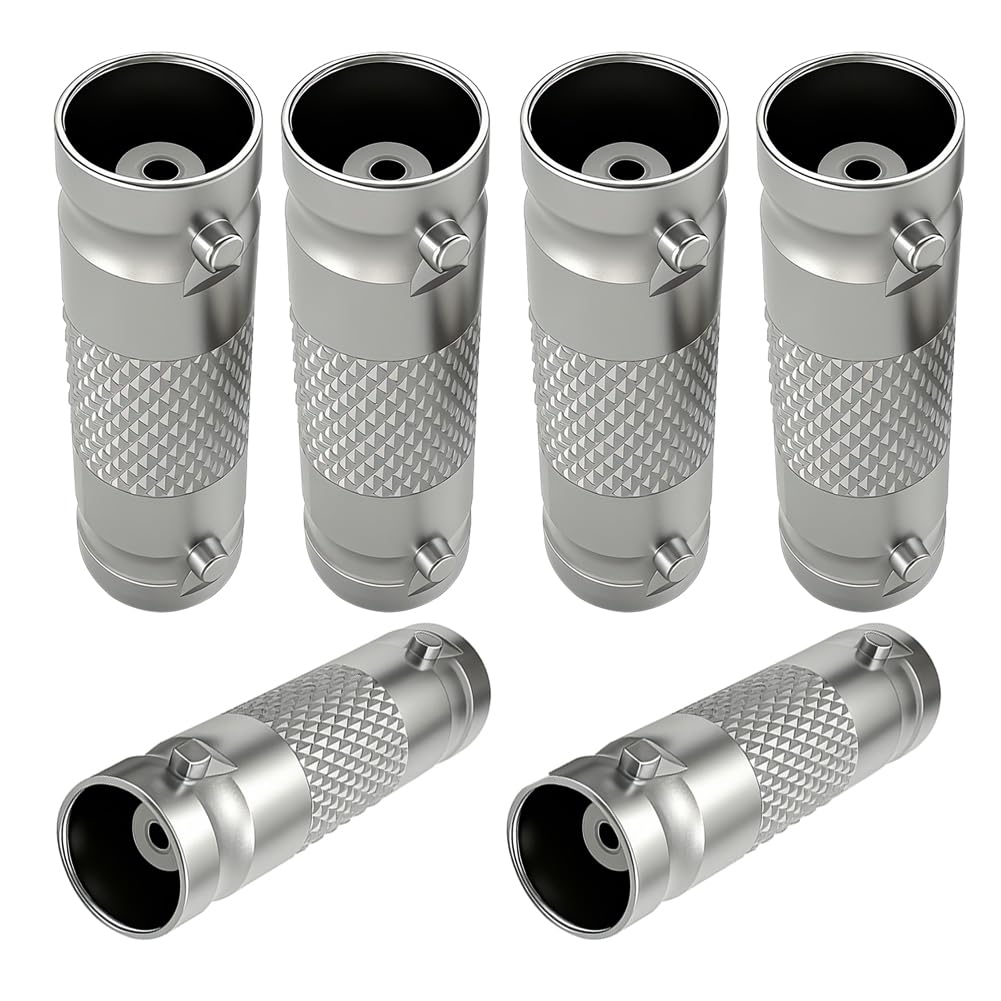 BNC Connector Female to Female Coupler, Silver Barrel Straight RF Coaxial Connector, BNC Adapter for HD CCTV Security Camera System 6 Pack