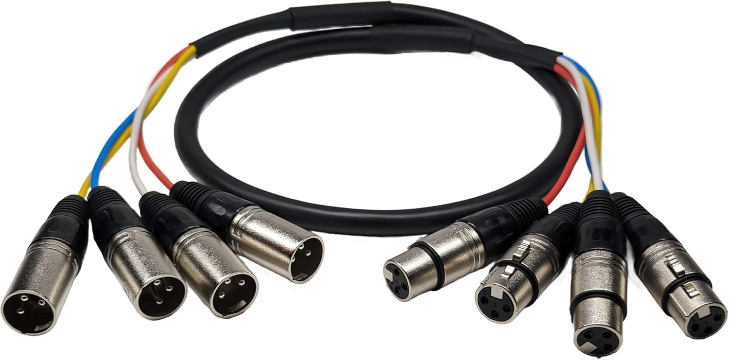 Câble audio serpent XLR mâle vers femelle à 4 canaux, code couleur pour live, enregistrement, studios, mixeurs, systèmes IEM et micro, 6 m