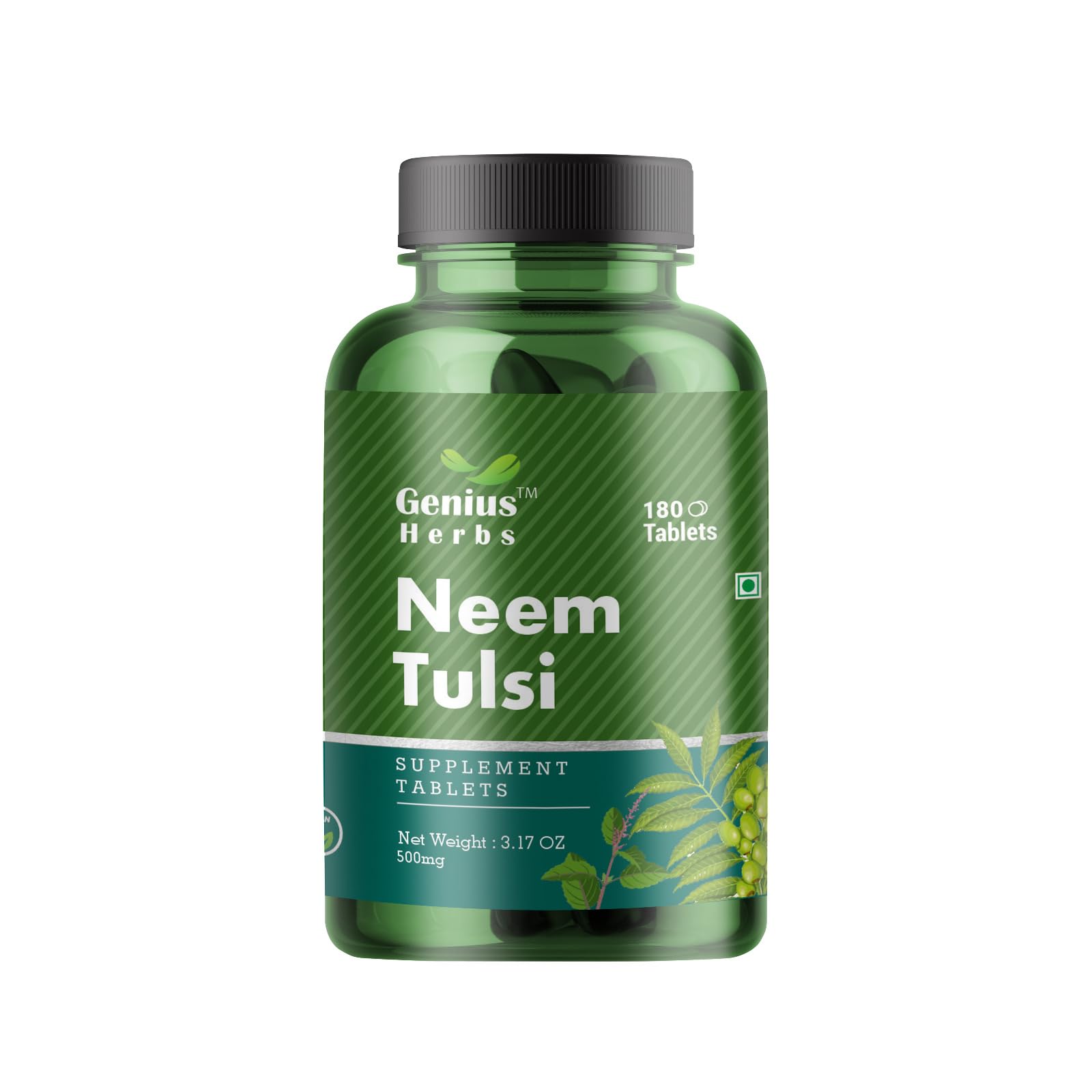 [BRSRA23YCANQAFDB] Neem Tulsi Tab - 500mg | Supports Healthy Skin | Promotes Immune System | Aiding in Stress Management | Pack of 1