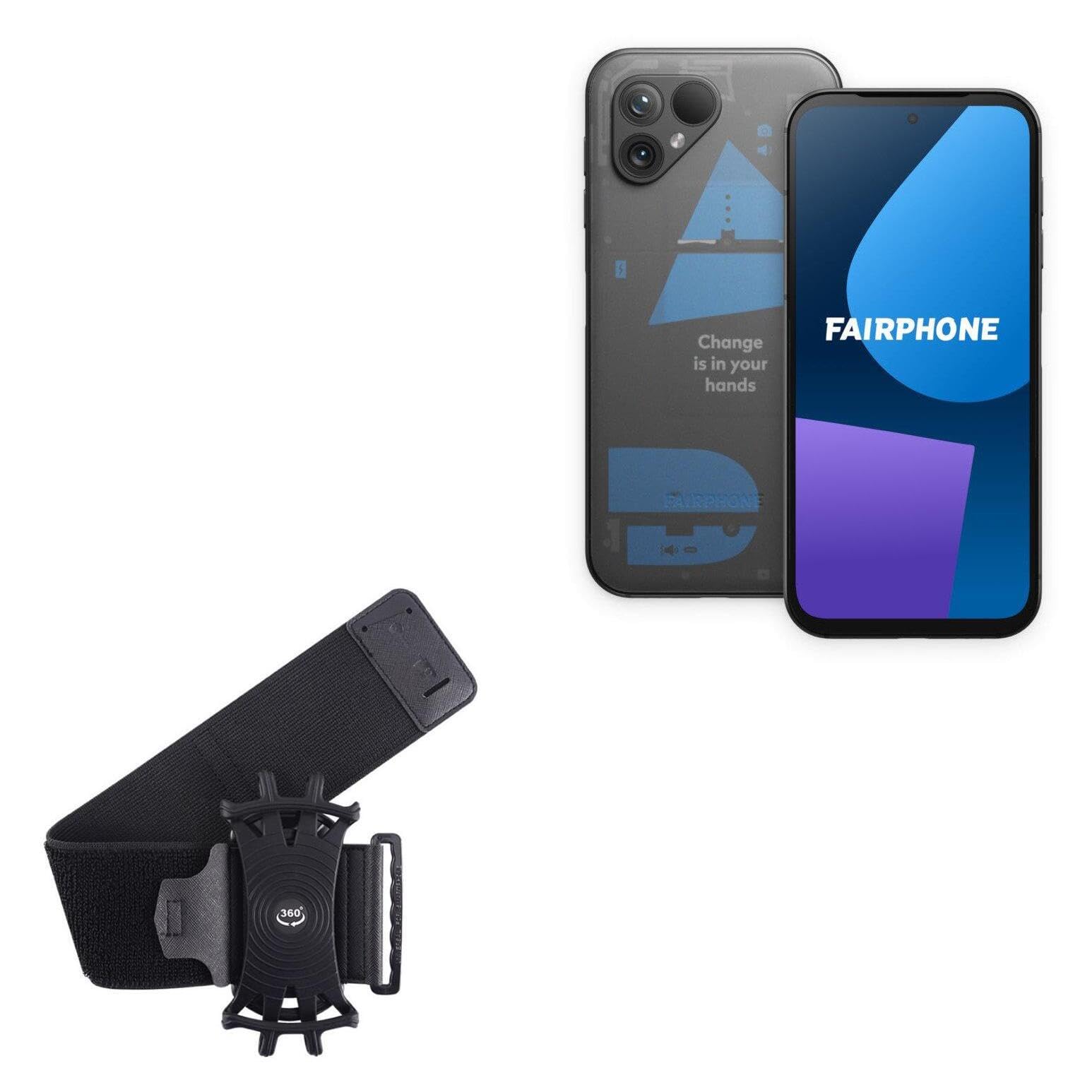 BoxWave Holster Compatible with Fairphone 5 - ActiveStretch Sport Armband, Adjustable Armband for Workout and Running - Jet Black