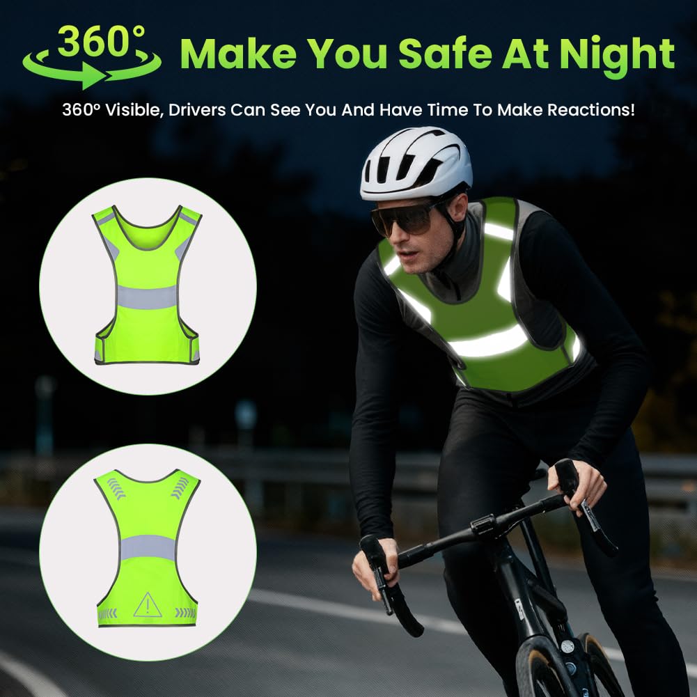Chaleco de Seguridad Reflectante, Chaleco de Seguridad de Alta Visibilidad, Chaleco de Seguridad Amarillo que Refleja para Correr Montar en Bicicleta Caminar y Andar en Moto