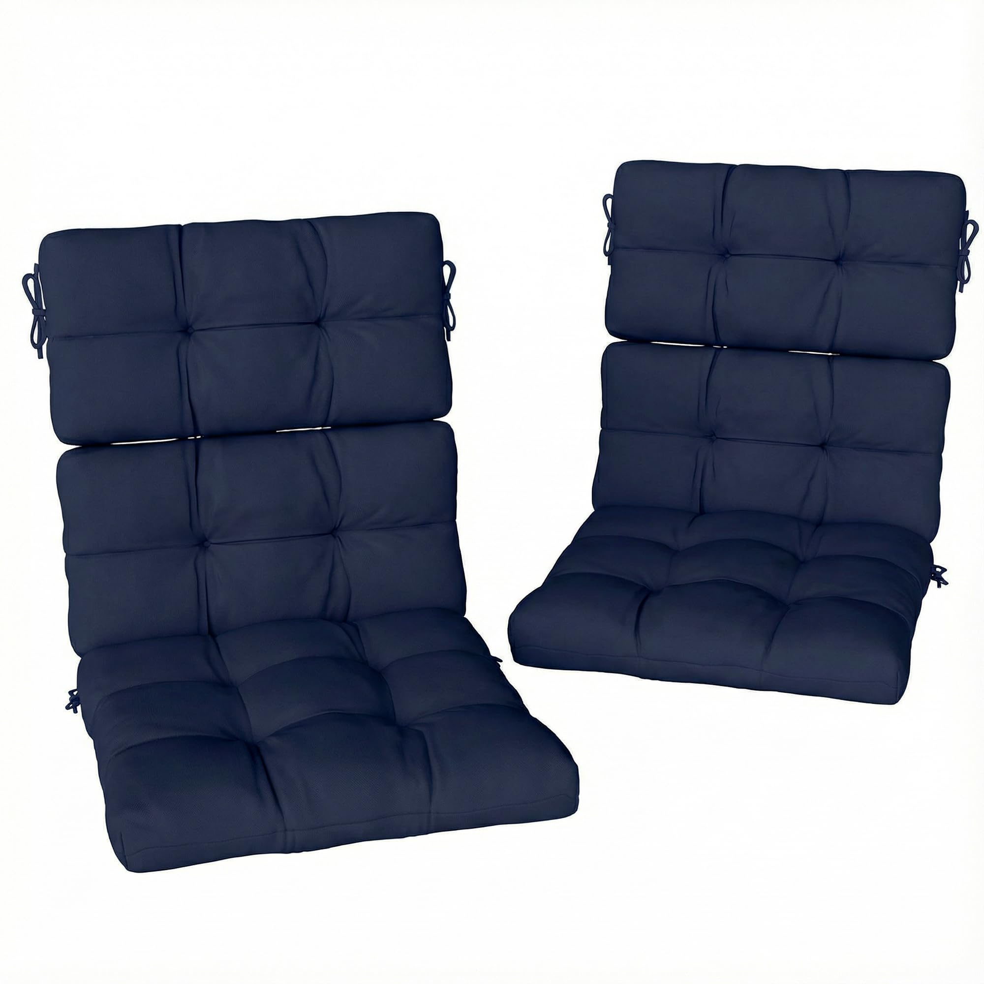 Outsunny Dark/Blue 2Pc Outdoor Seat Cushions Water Repellent Seat Pads With Backrest And Ties