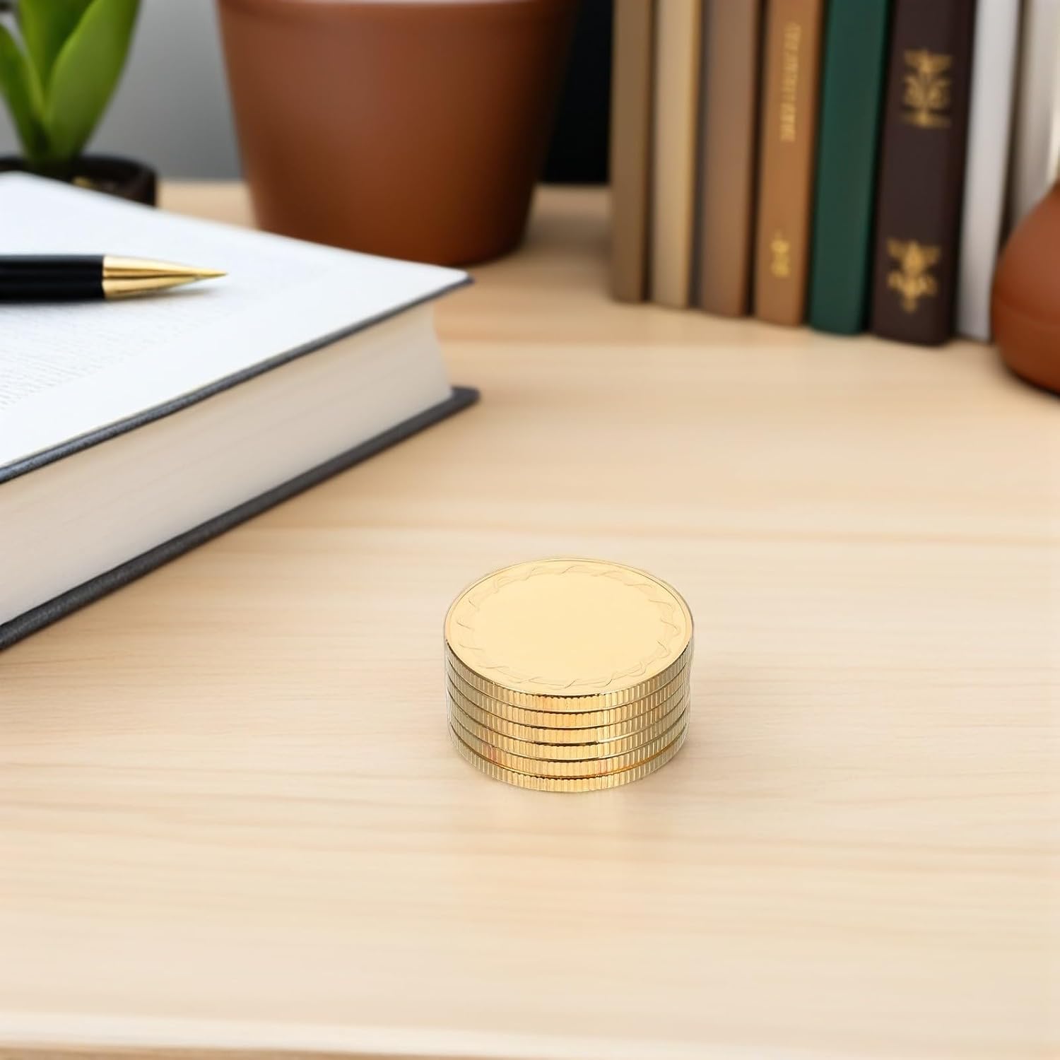 DIY Engraving Coin Blanks 6pcs Golden Metal for Commemorative