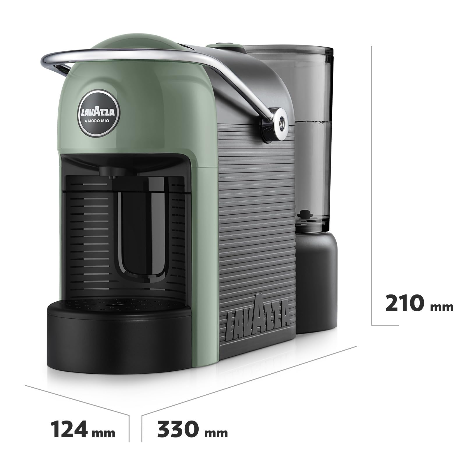 Lavazza, A Modo Mio Jolie Evo, Kaffeemaschine aus 36% recyceltem Kunststoff, Espressomaschine mit 64 Kapseln Lavazza, A Modo Mio Crema und klassischem Geschmack inklusive, Grün