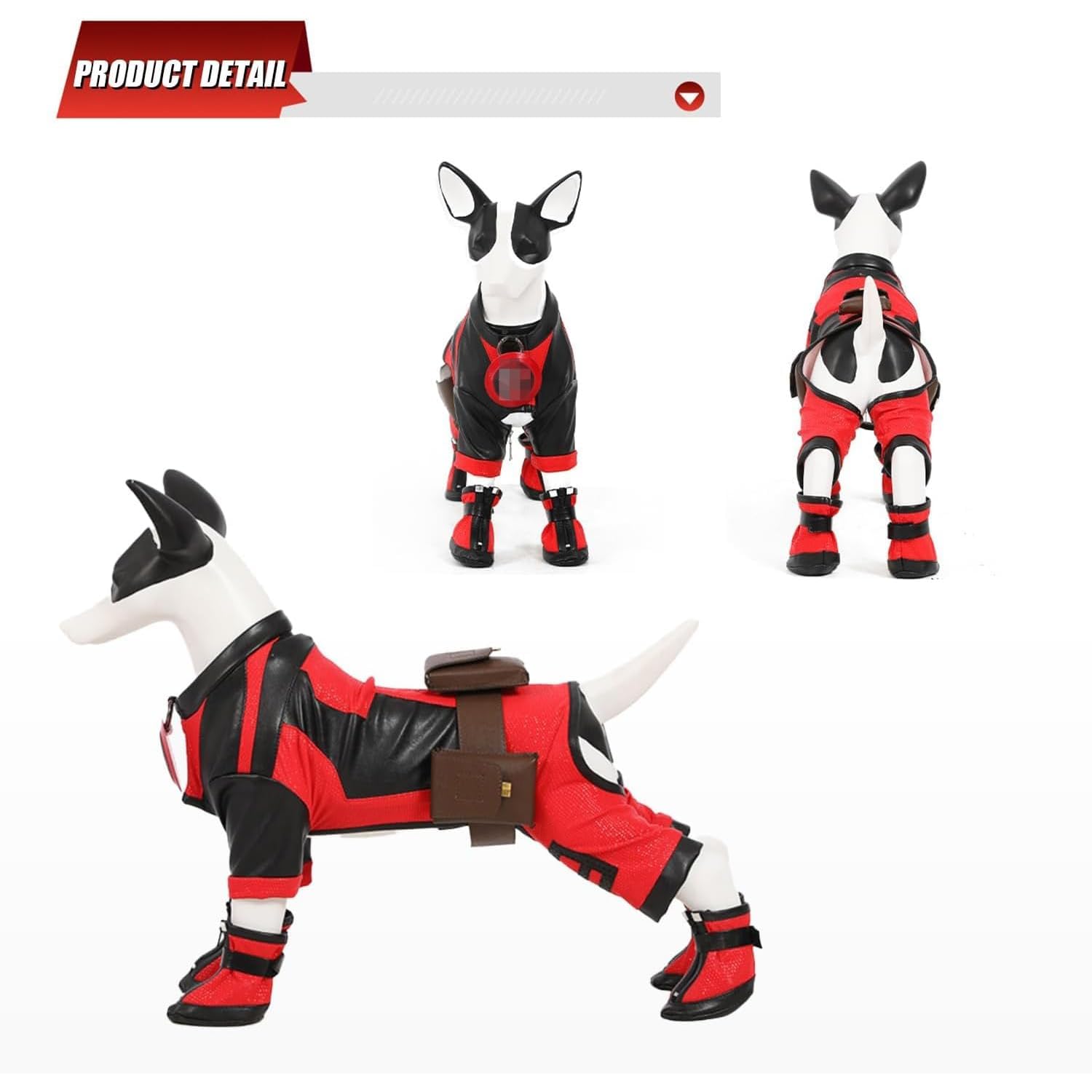 kakufunny Deluxe Superdog Costume for Dogs Superhero Costume for Pets Christmas Dog Costume Outfit Full Set (Red, Small)