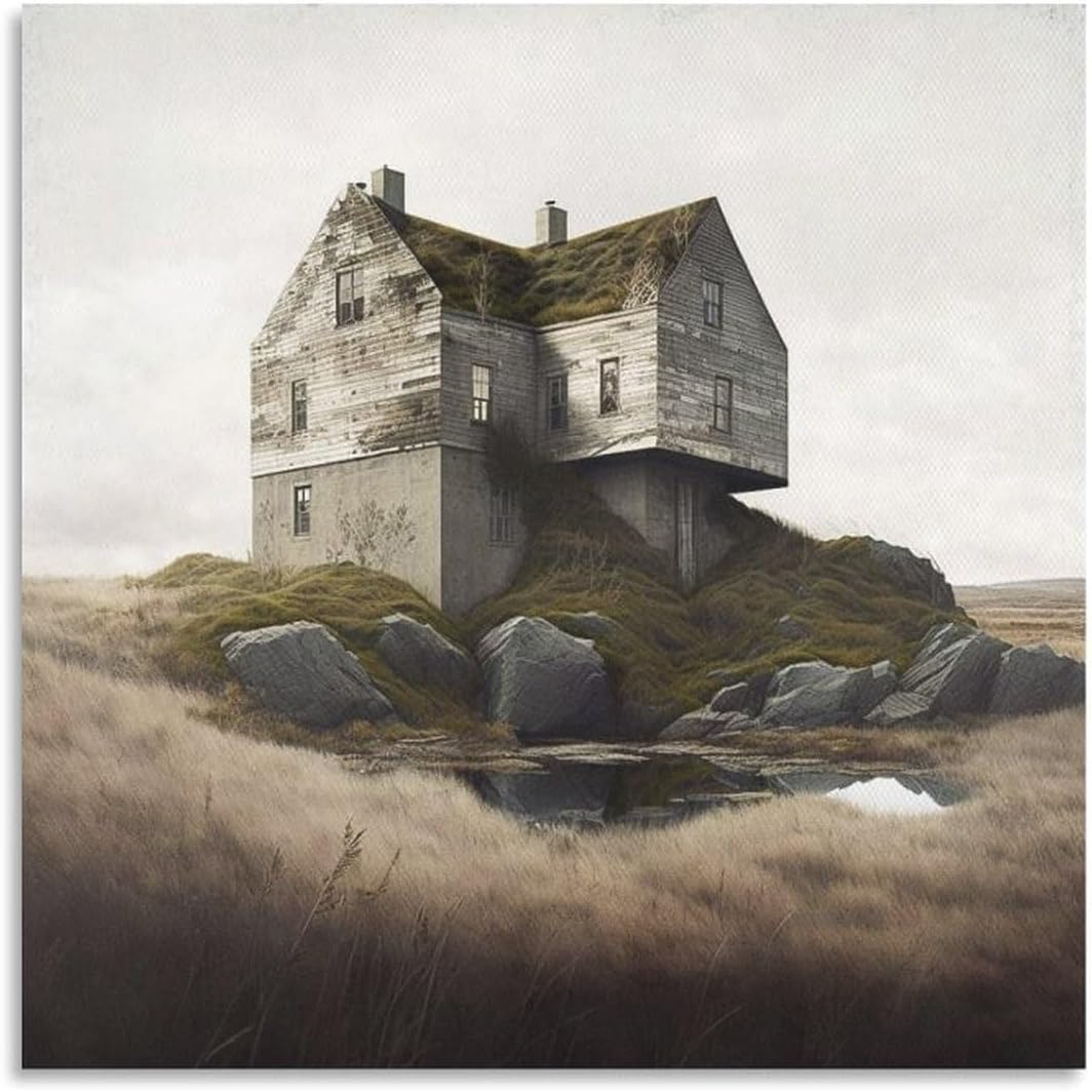 Orjdjz Wxkbl Andrew Wyeth《Bioarchitecture 》Poster Landscape Canvas Wall Art Andrew Wyeth Prints Retro Painting for Home Decor Picture 40x40cmx1 Frameless