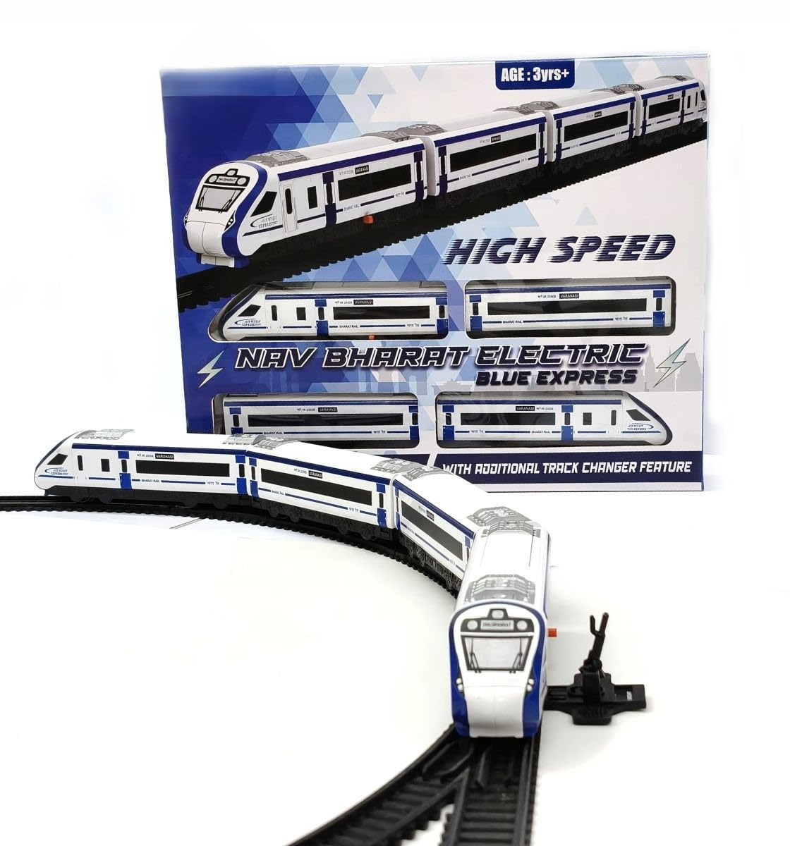 Vande Bharat Express Toy Train Set for Kids | Big Size Battery Operated Electric Bullet Train with Coaches & Interlocking Railway Tracks | Indian Model Train Toy with Track Changer for Boys Girls 3+