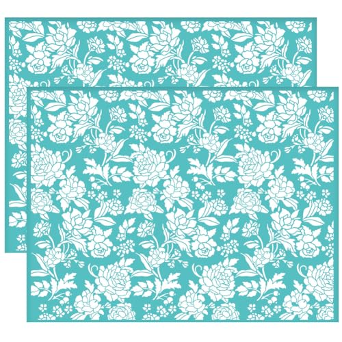 OLYCRAFT 2Pcs 11x8.6 Inch September Peony Self-Adhesive Silk Screen Printing Stencil Peony Mesh Stencils Flower Theme Reusable Mesh Stencils Transfer for DIY T-Shirt Fabric Painting