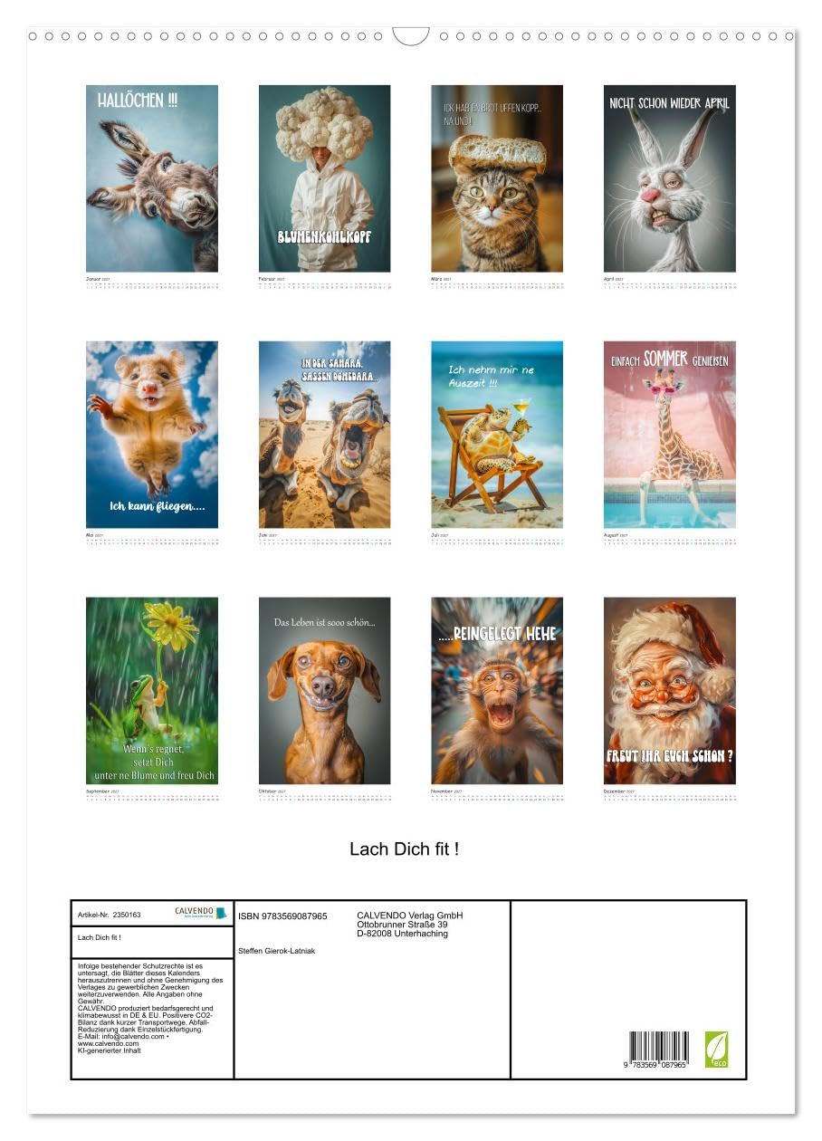 CALVENDO - Lach Dich fit ! (Wandkalender 2027 DIN A2 hoch), Monatskalender: Egal, ob Sie einen stressigen Tag im Büro haben oder einfach nur Ihre tägliche Dosis Humor genießen möchten – dieser Kalende