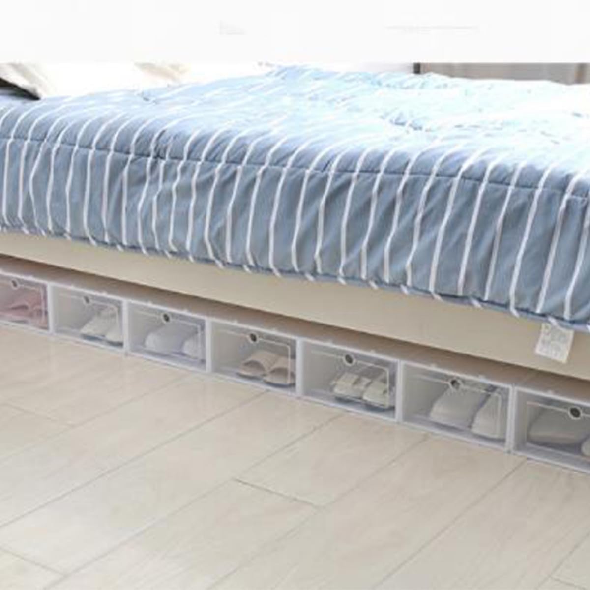 12 Stück Stapelbare Schuhkartons aus Dickem Weißem Kunststoff mit Transparentem Design zur Schuhaufbewahrung unter Bett oder Kleiderständer