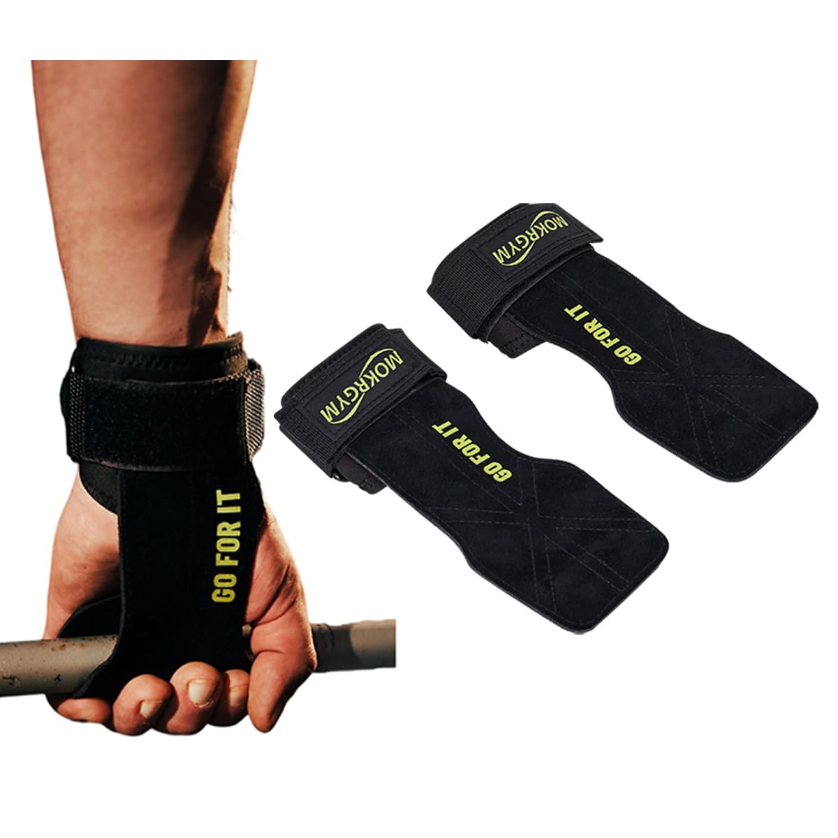 MOKRGYM Weight Lifting Wrist Straps for Men & Women – Heavy-Duty Gym Straps for Deadlifts, Powerlifting & Bodybuilding – Padded Wrist Support for Strength Training & Workouts (black, L)