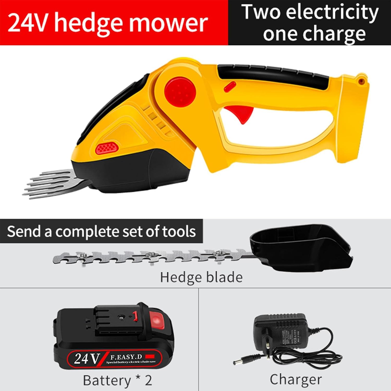 review Cordless Grass Shear & Shrubbery Trimmer - 2 in 1 Handheld Hedge Trimmer 24V Electric Grass Trimmer Hedge Shears / Grass Cutter with 2 Pcs Rechargeable Batterys for Garden & Lawn