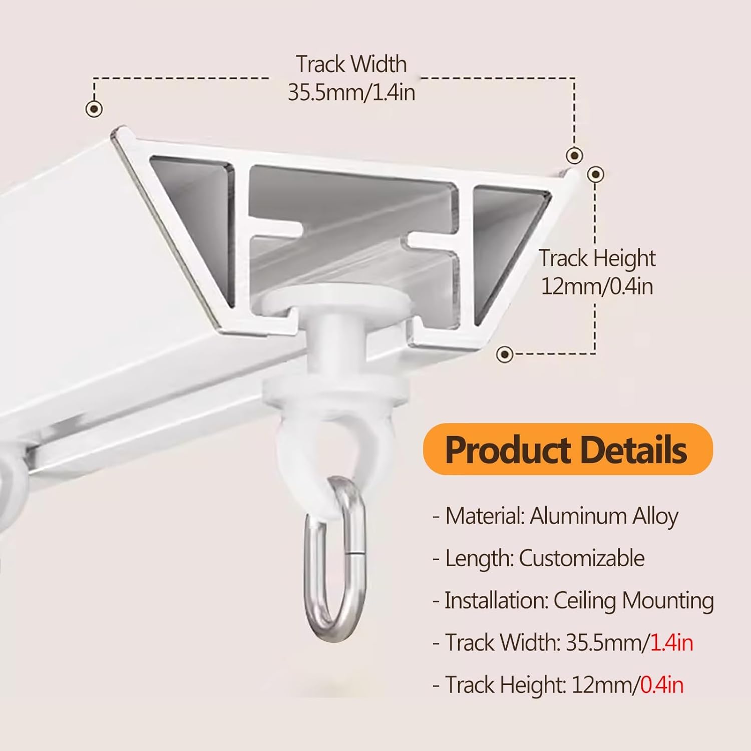 Ultra-Thin 12mm Aluminium Ceiling Curtain Track System, 29ft/8.8m Sliding Rod for Room Divider, Quiet Pulleys, Easy Install, Modern White Finish for Home Decor