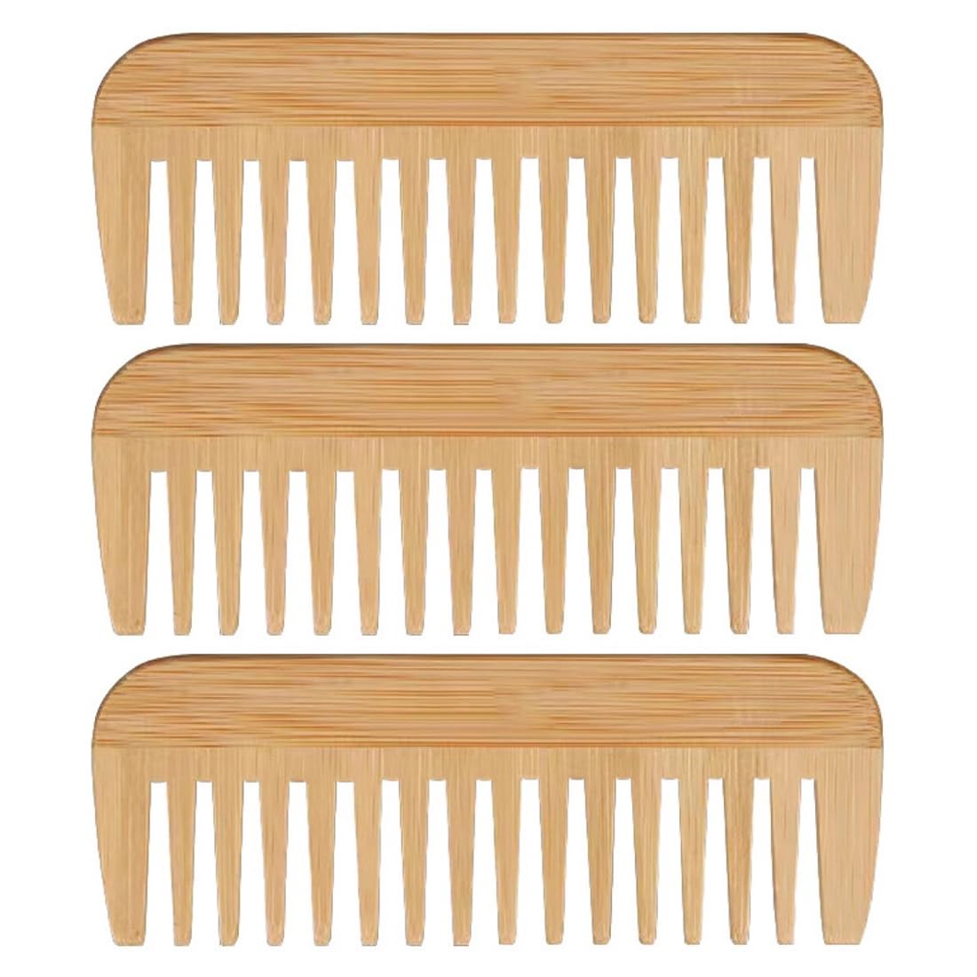 HSIXHAF 3 pcs Peine de Madera, para Desenredar Todo Tipo de Cabellos, Barba, Peine de Madera de Bambú de Dientes Anchos para Hombres y Mujeres, Los Materiales Naturales no Dañan el Cuero Cabelludo