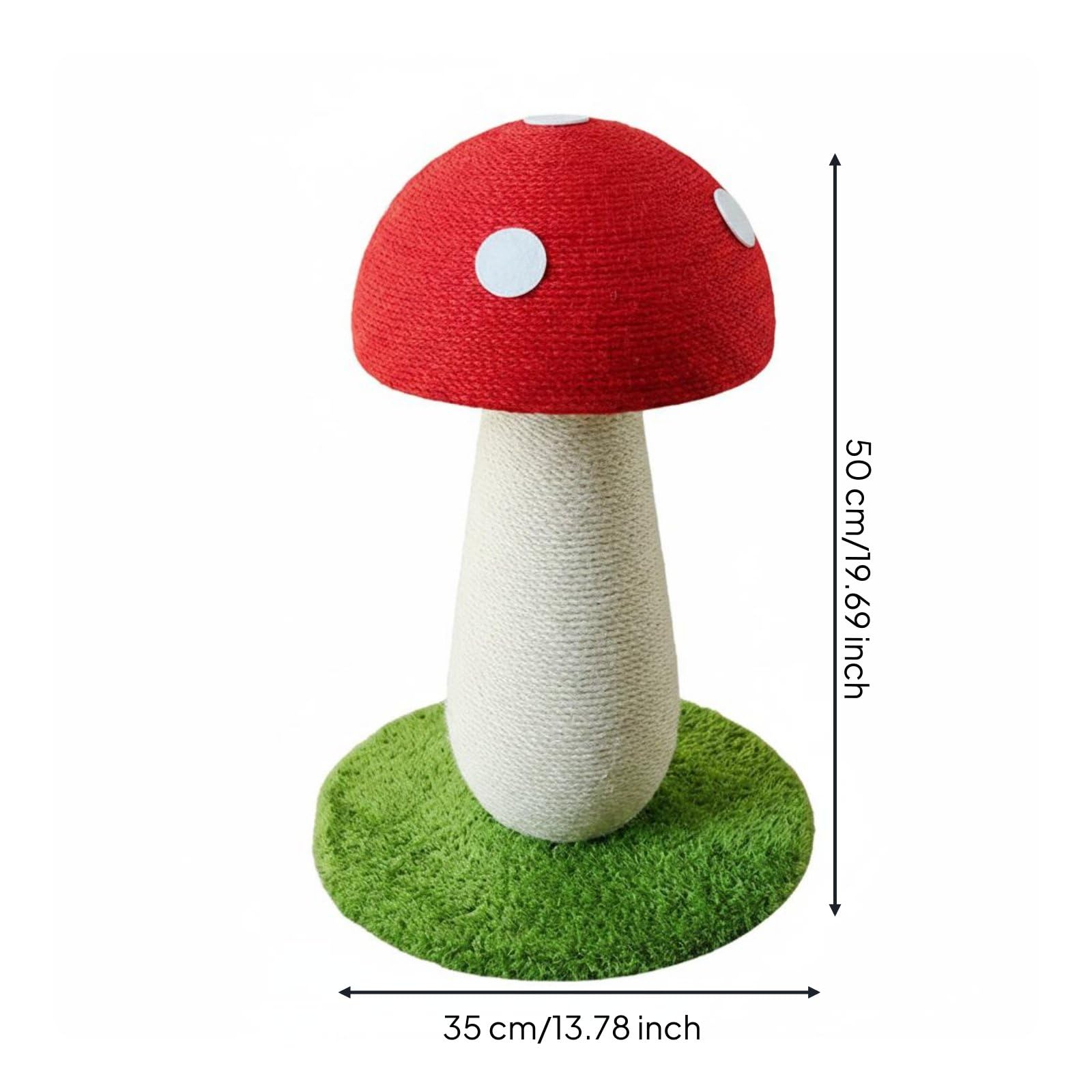 Griffoir Poteau à Griffer Sisal Mobilier, 50 Cm Hauteur X 34 Cm Diamètre De La Base, Grand Poteau À Griffer Champignon Rouge