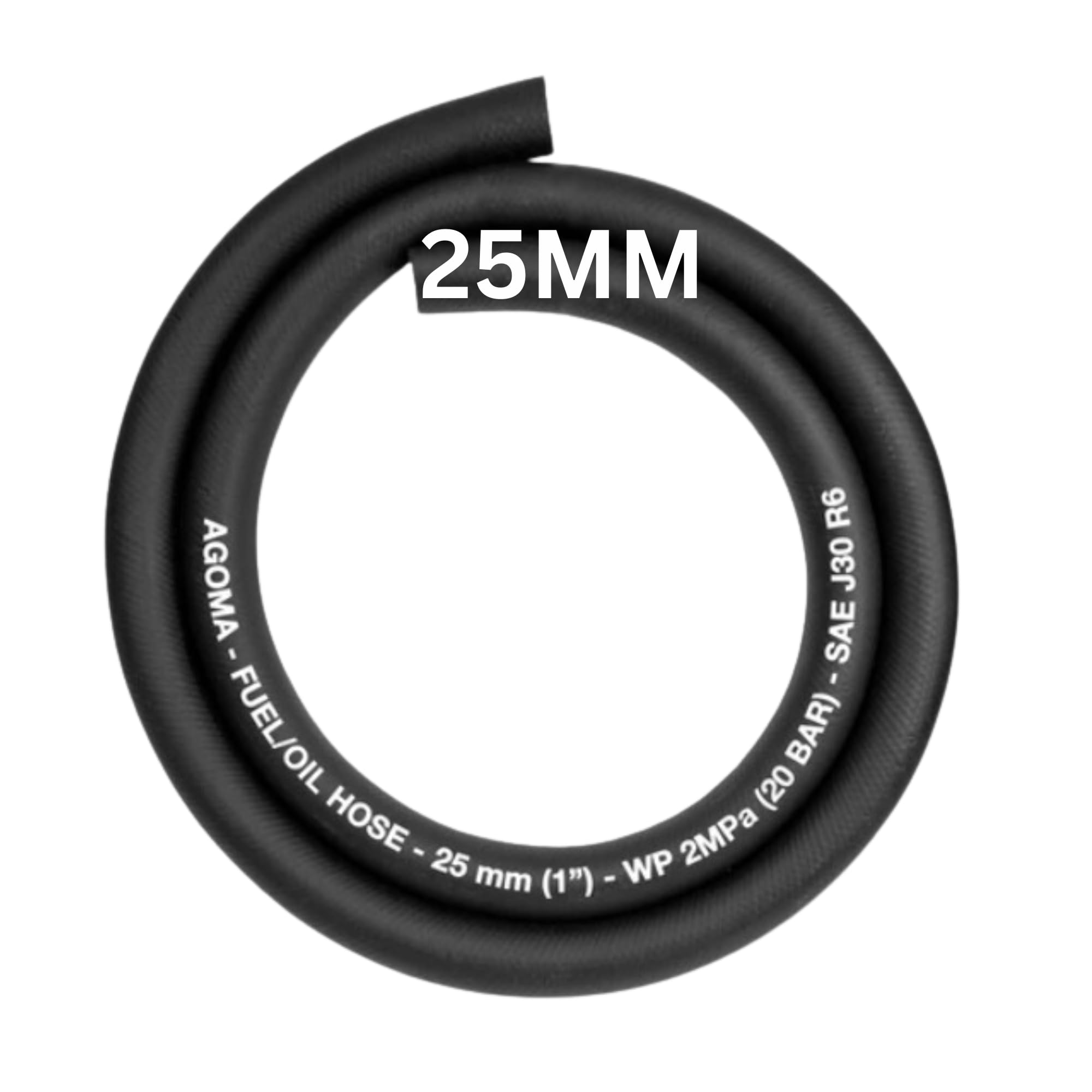 25mm x 3meter Fuel Hose - Reinforced Rubber Hose for Fuel, Diesel, Petrol, Water - Oil-Resistant Flexible Pipe for Engine Fuels, Industrial Use