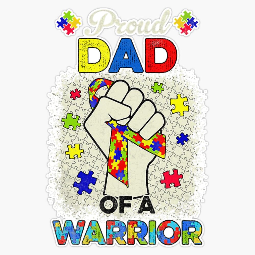 Autism Dad of Autism Awareness Warrior Support Autistic Sticker Vinyl Decal Car Laptop Wall Window Bumper Sticker 5"