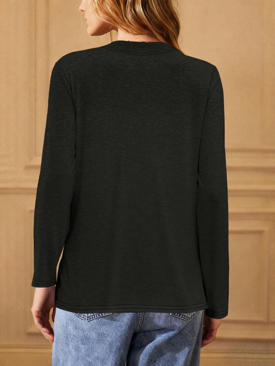 Women Button Down Tops V Neck Long Sleeve Casual Dressy Shirts Soft Comfy Blouses Fall Clothes Fashion Outfits - Image 5