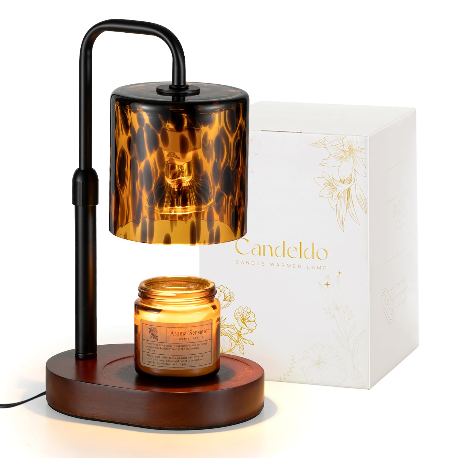Candeldo Candle Warmer Lamp with Timer, Dimmable Leopard Print Lamp Gift