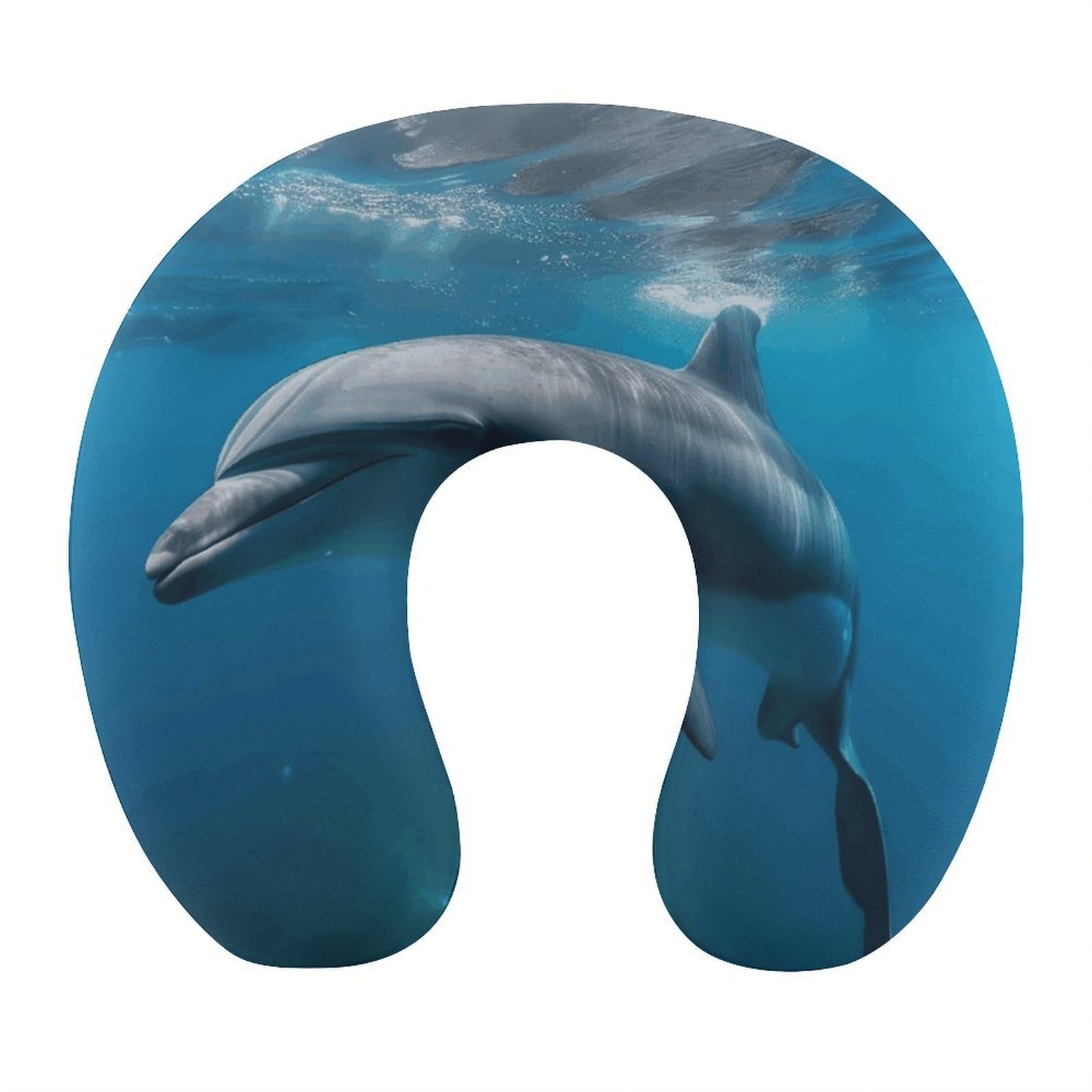 FekiLoot Dolphins in The Ocean1 Travel Pillow,U Shaped Office Napping Pillow Support Neck and Head Comfortable Travel Neck Pillow U Shape Sleeping Essentials for Long Haul Flights
